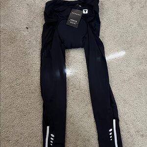 Black Cycling Tights with Reflective Accents